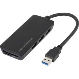 Renkforce RF-4027443 Hub USB 3 ports USB-A, SD, microSD USB 3.0 5 GBit/s avec lecteur de carte SD intégré noir