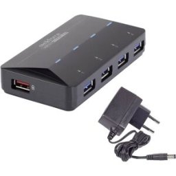Renkforce RF-3806031 Hub USB 4 ports USB-A USB 3.0 5 GBit/s avec port de charge rapide, avec LEDs de statut noir