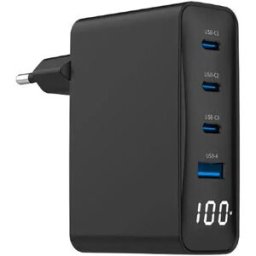 Gembird Chargeur Mural 4xpd Qc Lcd Usb-a Et Usb-c 100w Black One Size unisex
