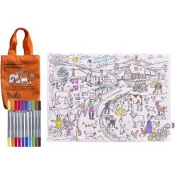 Eatsleepdoodle Set de table à colorier lavable et réutilisable Ferme avec 10 feutres