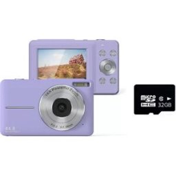 INF Appareil photo numérique compact violet avec autofocus, résolution maximale de 44 Mpx, zoom numérique 16x et vidéo 1080p