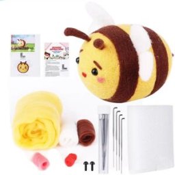 INF Kit de feutrage à l'aiguille DIY - Abeille marron : Créez votre propre décoration d'abeille en feutre de laine