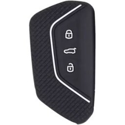 INF Housse de clé en silicone compatible avec Volkswagen Golf 8, ID4X, R-Line et Touareg X - Coque protectrice à prise nid Blanc + Noir
