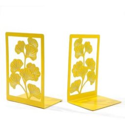 INF Paire de serre-livres de bureau en métal en forme de L - Organisateurs et séparateurs de livres élégants Jaune