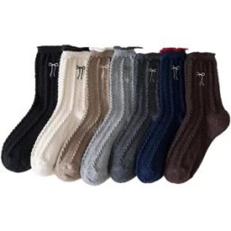 INF Lot de 7 paires de chaussettes en laine - Noir, Café, Kaki, Bleu, Crème, Gris clair, Gris foncé - Thermiques, Respirantes,