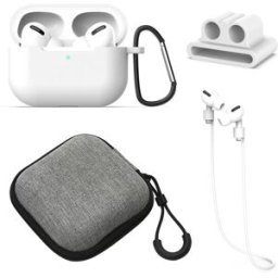 INF Coque de Protection en Silicone Compatible avec Airpods Pro - Ensemble de 5 Pièces Anti-Choc, Anti-Rayures et Anti-Traces Blanc