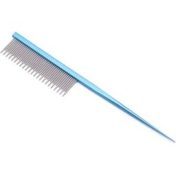 INF Peigne de toilettage pour animaux de compagnie en acier inoxydable avec queue pointue pour chiens et chats Bleu