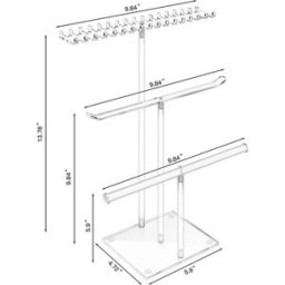 INF Présentoir à Colliers Acrylique 3 Niveaux - Organisateur de Bijoux en Forme de T