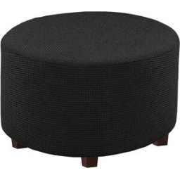 INF Housse Moderne Ronde pour Pouf - Couleur Unie, Épaissie, Housse Complète pour Repose-Pieds Le noir Petit