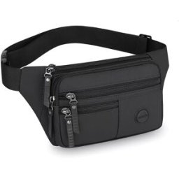 INF Sac de poitrine en cuir PU pour homme Le noir