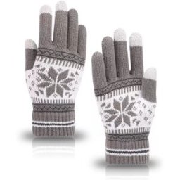 INF Gants Tricotés - Fleur Octogonale Gris