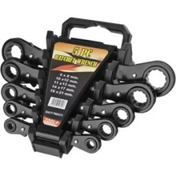 INF Jeu de 5 clés à cliquet réversibles à double tête - Acier Chrome Vanadium, outil de réparation automobile à clé à fourche