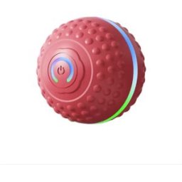 INF Balle de jeu interactive et intelligente pour animaux de compagnie - Auto-roulante et lumineuse LED pour chats et chiens Rouge