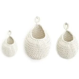 INF Ensemble de 3 paniers suspendus en macramé et corde de coton tissée à la main Beige