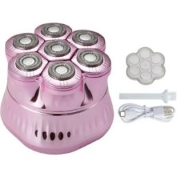 INF Rasoir électrique flottant 7 têtes - Rasoir magnétique pour crâne rasé avec batterie rechargeable 1200mAh, 2 vitesses, Rose