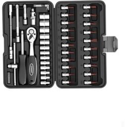 INF Kit de douilles 46 pièces avec cliquet à manche coudé 72 dents