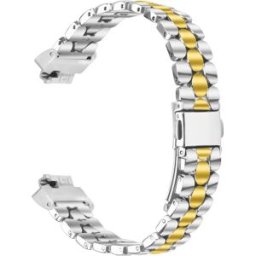 INF Bracelet Élégant en Acier Inoxydable Argenté avec Perles Compatible avec Fitbit Inspire/Inspire 2/Inspire HR argent + or