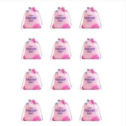 INF Sacs de Pâques pour Bonbons (Lot de 12) - Pochons Cadeaux en Soie Satinée avec Cordon Rose