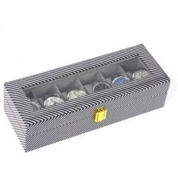 INF Boîte de Rangement pour Montres 6 Compartiments avec Billes en Acier, Compatible avec Montres, Bracelets et Bijoux, Boîte