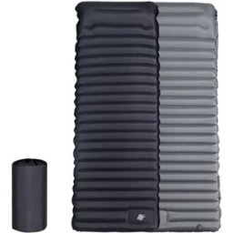 INF Tapis de couchage gonflable à pompe au pied - Matelas camping TPU 10cm, supporte 200kg Noir + Gris