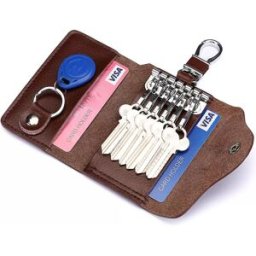 INF Porte-clés de voiture multifonctionnel en cuir Marron