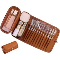 INF Trousse de Maquillage Pliable Multi-Fonctionnelle - Organisateur Cosmétique Professionnel Marron