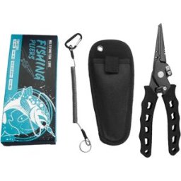INF Pince de pêche à long bec en acier inoxydable antidérapante et antirouille Le noir