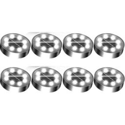 INF Lot de 8 lampes de sol en acier inoxydable pour usage extérieur Argent