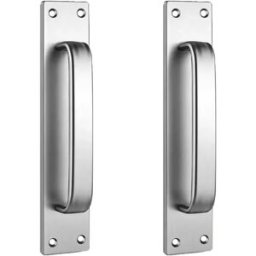 INF Lot de 2 poignées en alliage d'aluminium - Finition mate, montage adhésif ou vissé, bords arrondis, 20cm Argent