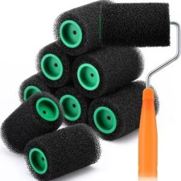 INF Ensemble de brosses à rouleau noires - 1 cadre + 9 brosses à rouleau