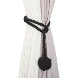 INF Embrasses de Rideaux en Corde de Coton Faits Main avec Boule - Ensemble de 2, Style Nordique Le noir