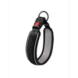 INF Collier pour animal réglable bicolore avec bande réfléchissante, rembourrage respirant en polyester et anneau en alliage de Le noir XS