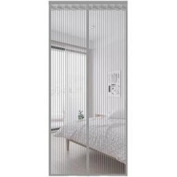 INF Rideau de porte moustiquaire magnétique avec 9 paires d'aimants, gris, 70 x 200 cm