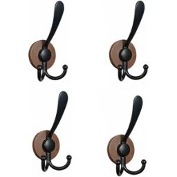 INF Crochets sur porte 4 pièces Noyer - Sans perçage, Charge 5-10kg, ABS