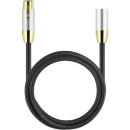 INF Câble XLR mâle vers femelle Argent-Noir - Cuivre sans oxygène et gaine nylon tressée, 1m/3m/5m 3 m