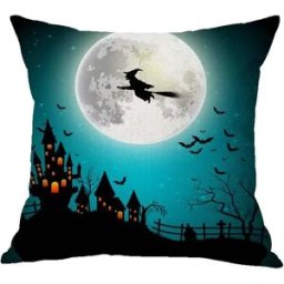 INF Housse de coussin d'Halloween en lin - Décoration festive pour canapé et maison Style 2 S