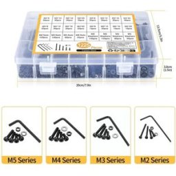 INF Kit d'assortiment de 1225 vis à tête creuse hexagonale de grade 12.9 - Acier au carbone