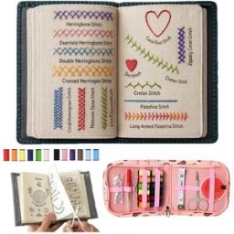 INF Kit de broderie Livre de Points - Guide en feutrine avec outils de couture complets, Ensemble de fils multicolores, Compact