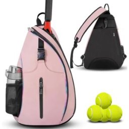 INF Sac de raquette de badminton imperméable, sac de tennis croisé à une épaule Rose