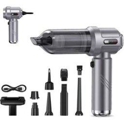 INF Aspirateur de voiture portable 2-en-1 – 6000mAh rechargeable, aspirateur et souffleur sans fil, charge rapide Type-C, Gris foncé