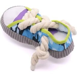 INF Chaussure à couinement en toile pour chien - Jouet à mâcher interactif pour la dentition et le jeu Gris
