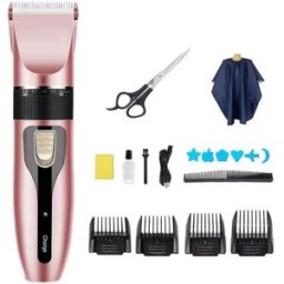 INF Kit tondeuse à cheveux rechargeable avec cape, ciseaux et modèles de coiffure Or rose