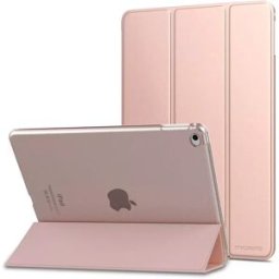 INF Étui Pliable en PU avec Coque Arrière Transparente en PC pour iPad 6/Air 2 - Or Rose