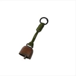 INF Lanière vert militaire avec cloche en cuivre antique - Cloche de sac à dos pour randonnée et camping