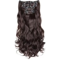 INF Extensions de cheveux bouclés à 16 clips 6 pièces Brun foncé
