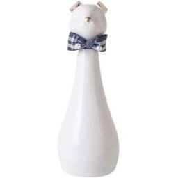 INF Urne Funéraire Élégante pour Animaux avec Nœud Papillon - Urne Crématoire en Céramique pour Chien Blanc