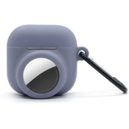 INF Coque protectrice 2-en-1 en silicone compatible avec AirPods et AirTag - Absorption des chocs, crochet intégré Gris