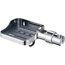 INF Universal Riser Rail Shower Caddy compatible with 18-26mm Rails - Adjustable Shower Head Holder and Storage Shelf Argent