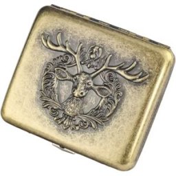 INF Porte-cigarettes Antique en Bronze avec Motif de Cerf - Contient 20 Cigarettes Régulières/22 Slim