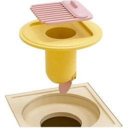 INF Filtre à cheveux peigne anti-odeur pour évacuation de douche et sol - Cœur de drain en plastique avec couvercle magnétique, Rose + Jaune